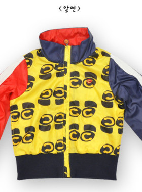 韩版CC童装 儿童春秋拉链衫男宝宝上衣男童满印字母黄色夹克外套