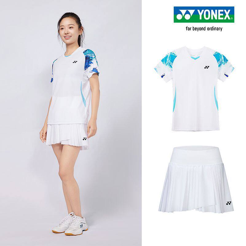 YONEX尤尼克斯羽毛球服新款女款吸汗速干运动套装上衣T恤短裤短