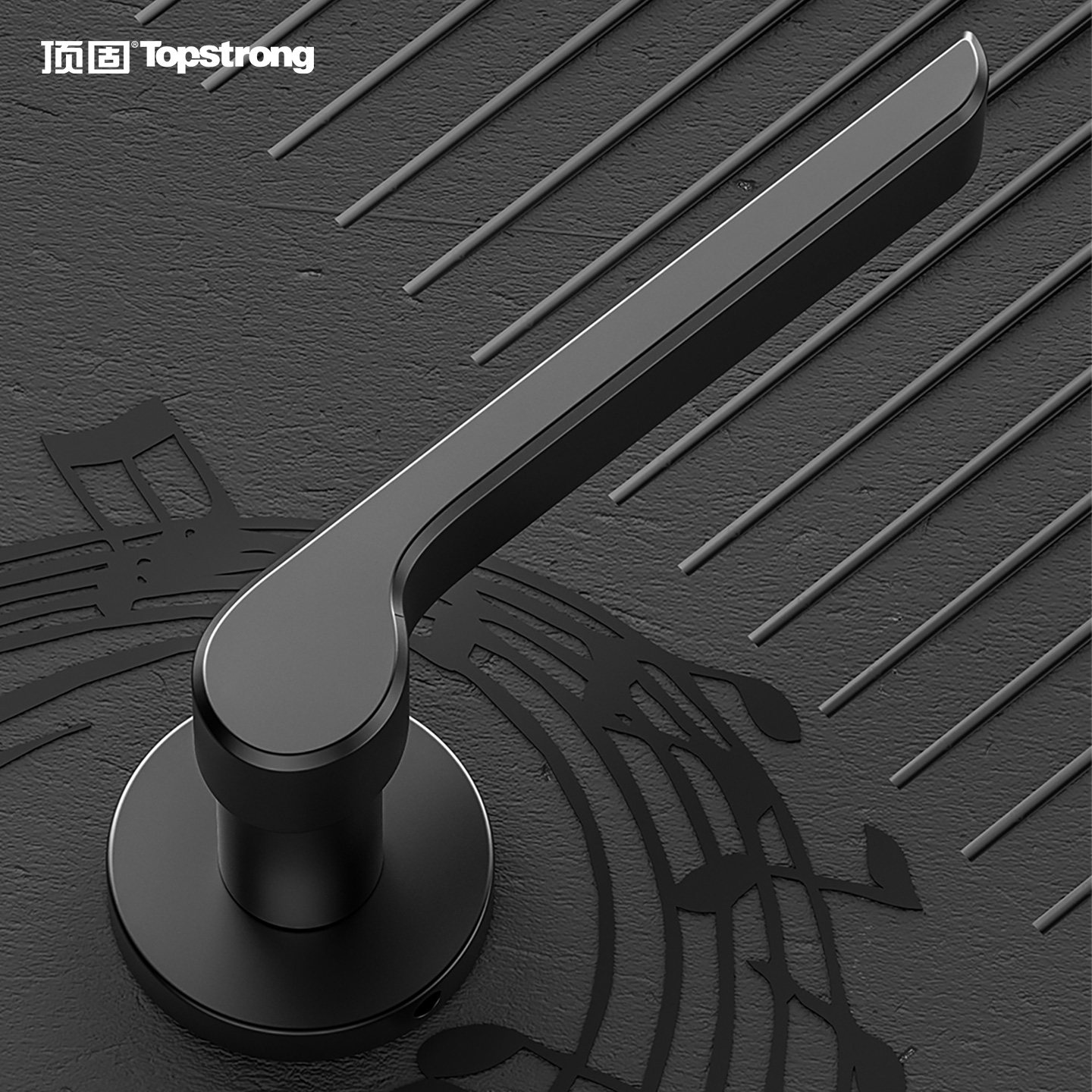 顶固灰黑色门锁室内家用静音门把手薄盖圈林音系列通用型分体锁具