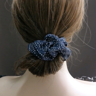 法式 复古大肠发圈藏青色显白小众发绳皮筋马尾扎头绳发饰