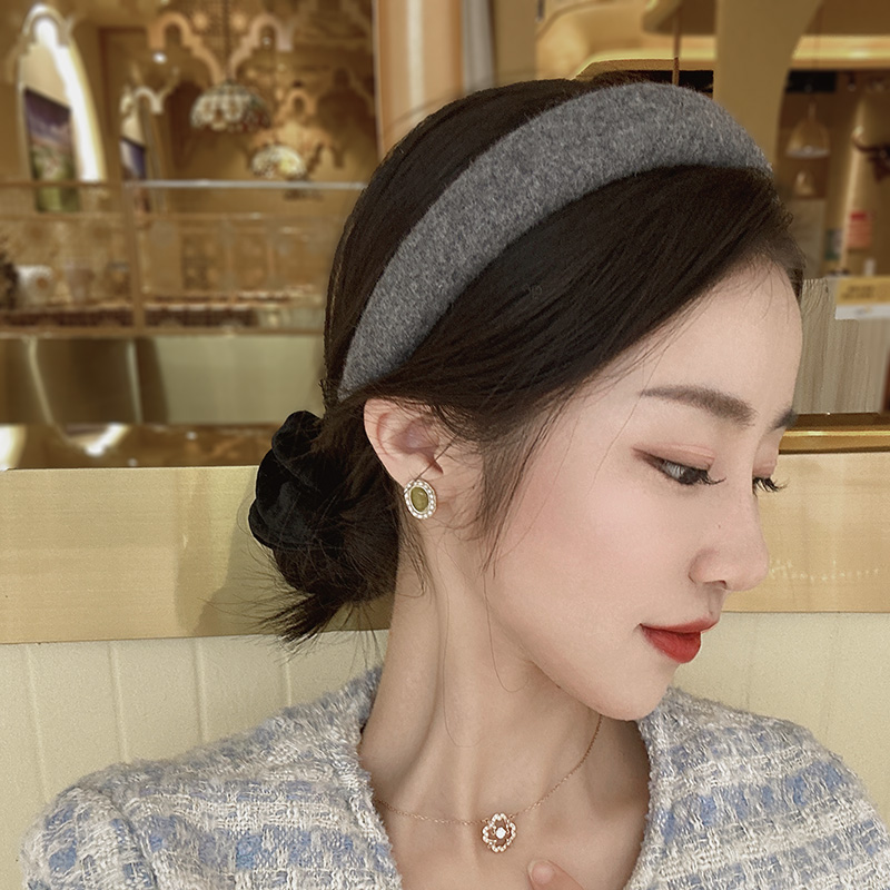 灰色毛呢秋冬海绵高颅顶发箍