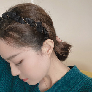法式 头饰ins 简约发饰缎面黑色褶皱发箍女发卡洗脸头箍感洋气时尚