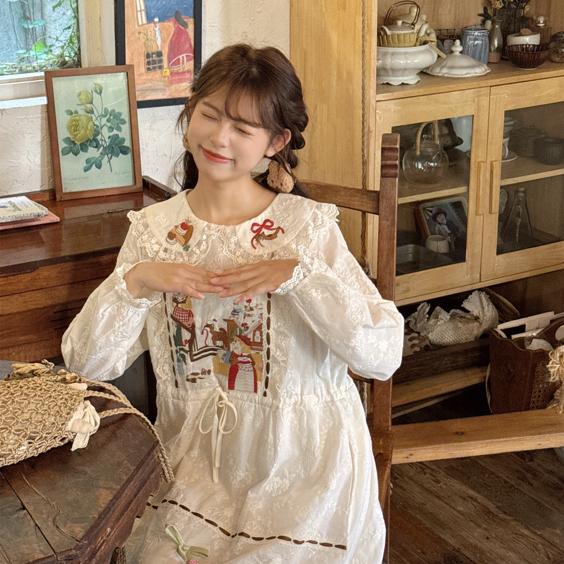 森系宫廷风童话蕾丝田园风连衣