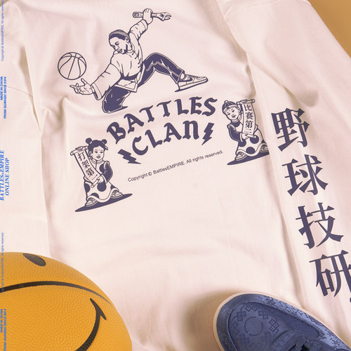 Battles长袖T恤纯棉印花