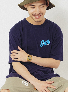 Battles简写logo纯棉打底衫短袖T恤宽松圆领