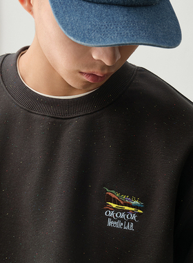 Battles 混纺彩点卫衣刺绣圆领套头宽松休闲美式复古