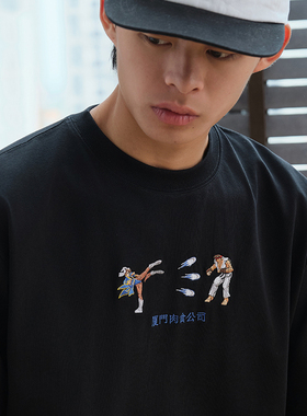 Battles 格斗游戏刺绣凉感短袖T恤Sorona®夏季宽松休闲美式复古