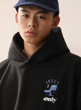 Battles BreakRoom音乐会刺绣摇粒绒连帽卫衣美式复古宽松帽衫