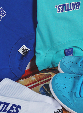 Battles夏季街头多色基础纯棉短袖t恤男女打底衫宽松