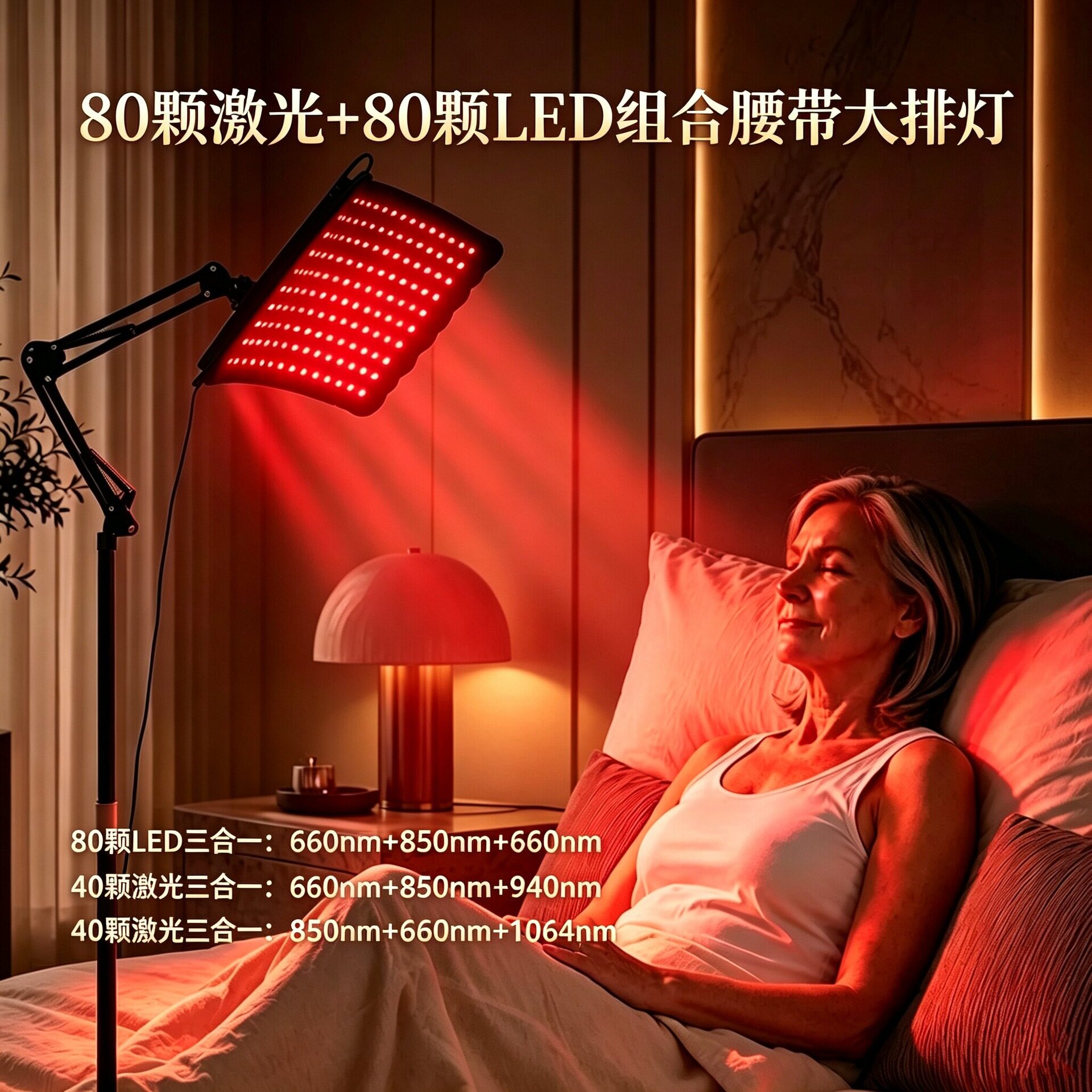 跨境激光1064nm红光腰带理疗垫大排灯660/850/940/1064适用全身