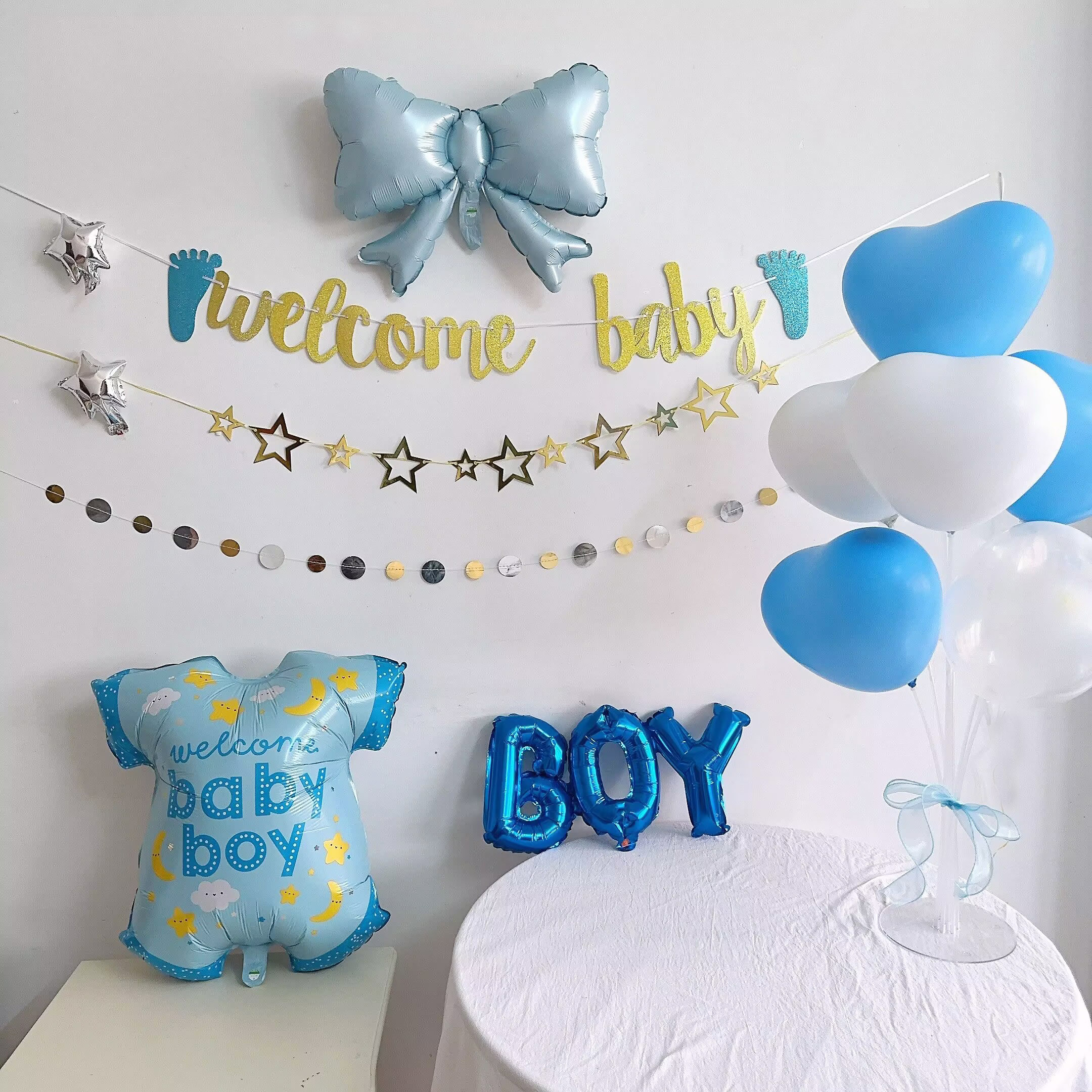 welcome baby欢迎宝宝回家仪式感装饰背景墙布置气球迎婴派对道具