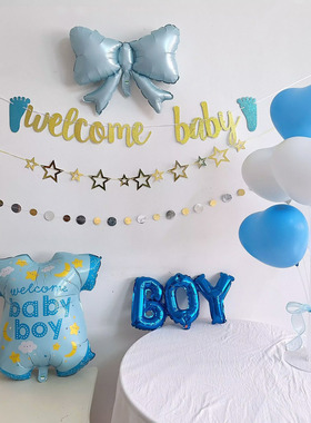 welcome baby欢迎宝宝回家仪式感装饰背景墙布置气球迎婴派对道具