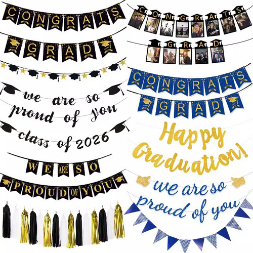 happygraduation毕业拉旗装饰