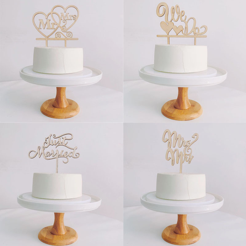 木质婚礼插牌结婚蛋糕装饰love