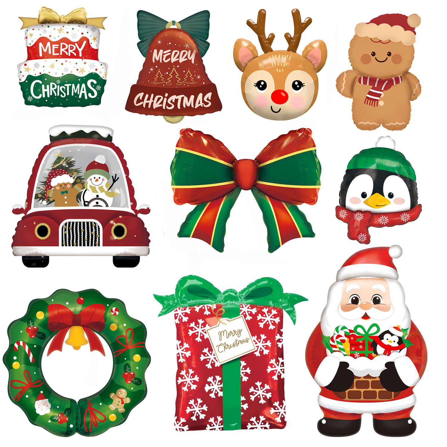 可爱圣诞节装饰气球雪人姜饼人铃铛花环蝴蝶结铝膜气球平安夜布置