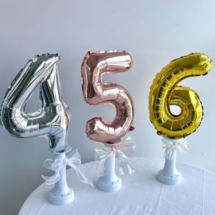 ins坐立数字铝膜气球蝴蝶结生日气球纪念日网红18岁布置摆拍道具