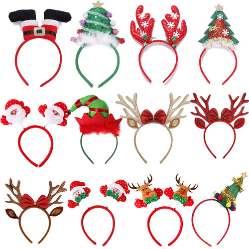 圣诞树雪人麋鹿角发箍头饰平安夜