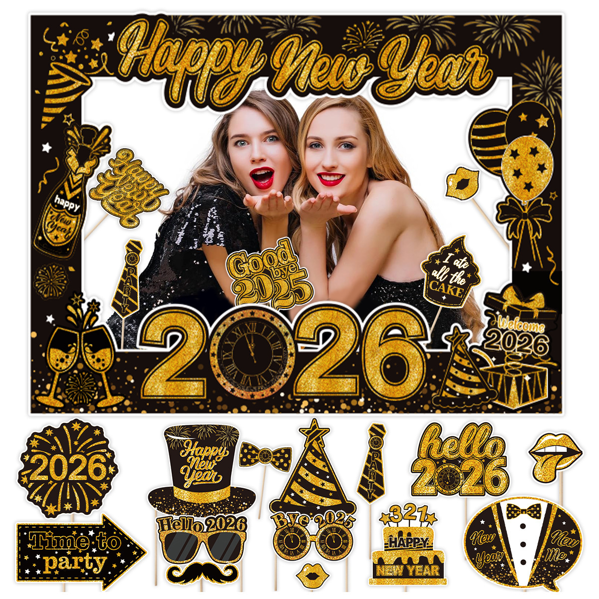 2026跨年搞怪拍照手持道具聚会