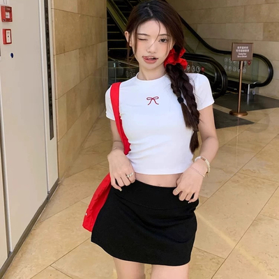 蝴蝶结正肩女t恤夏季款短袖上衣