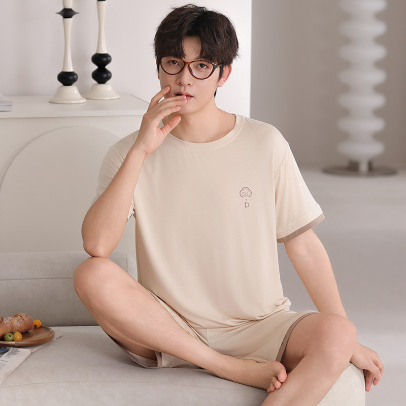 中年爸爸睡衣男士莫代尔凉感短袖短裤夏季加大码可外穿家居服套装
