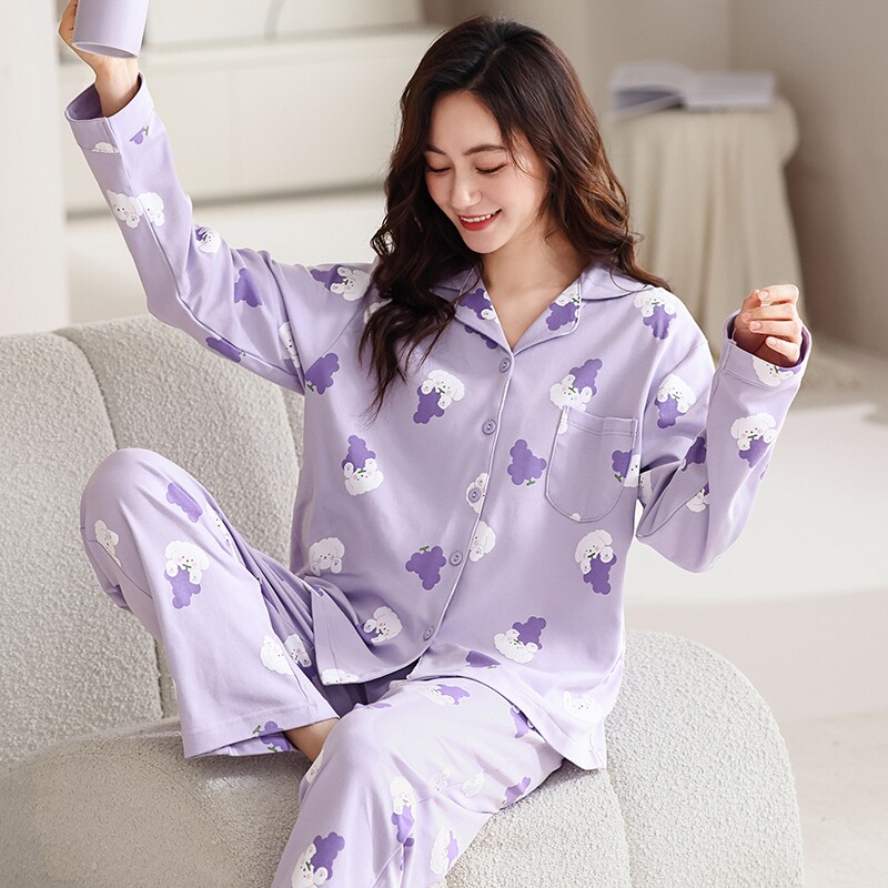 中年妈妈睡衣女款纯棉长袖2025新款春秋季加大码可外穿家居服套装