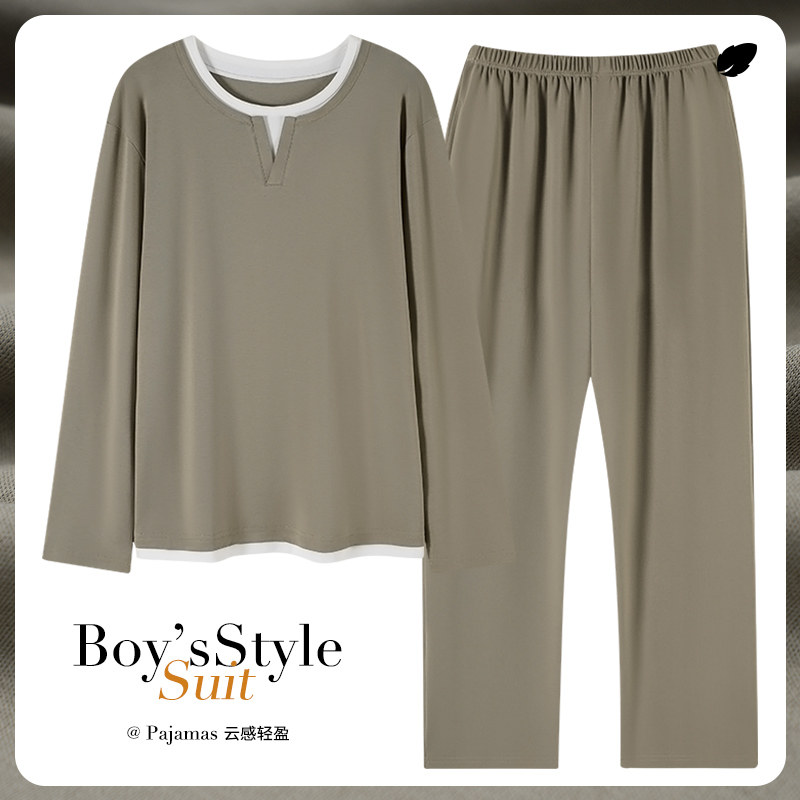 纯棉睡衣男春秋季长袖套头户外休闲家居服套装全棉圆领中青年男装,女士内衣/男士内衣/家居服,睡衣/家居服套装,淘宝优惠券,粉丝福利购,淘宝优惠卷