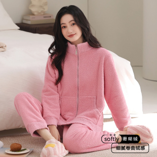 睡衣女士冬季珊瑚绒2026新款加厚加绒冬天可外穿绵舒绒家居服套装