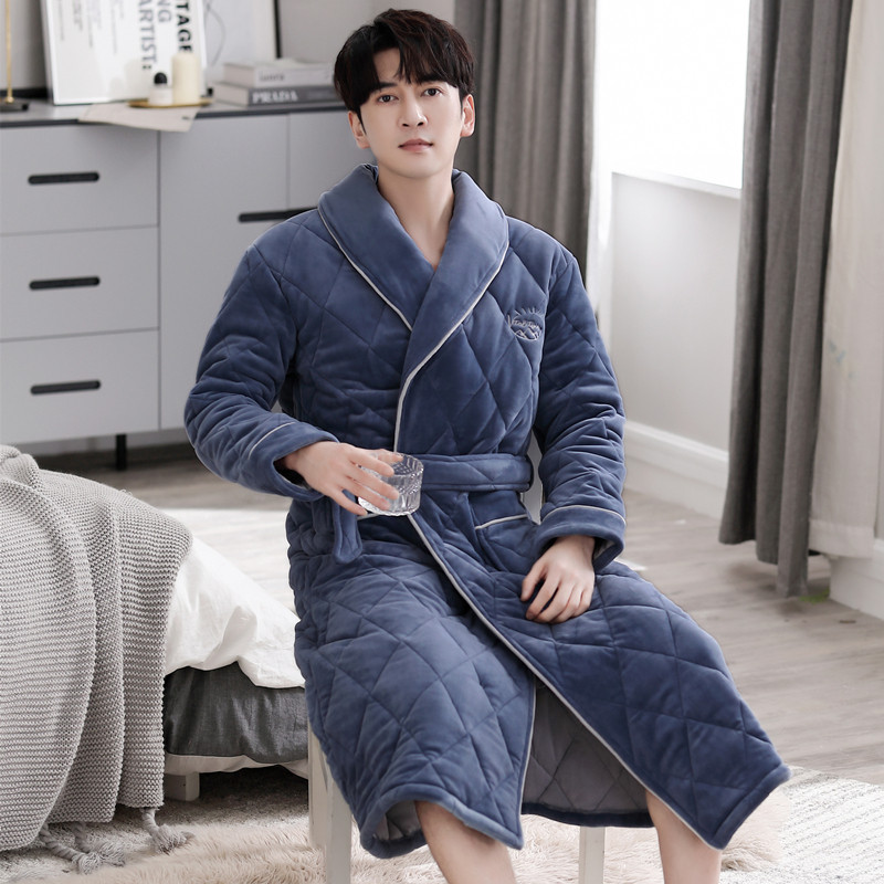 冬季青年男士睡袍三层夹棉加厚加绒保暖珊瑚绒浴袍长款家居服睡衣,女士内衣/男士内衣/家居服,睡袍/浴袍,淘宝优惠券,粉丝福利购,淘宝优惠卷