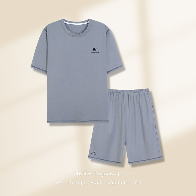 莫代尔睡衣男夏季凉感短袖短裤夏天薄款休闲宽松加大码家居服套装