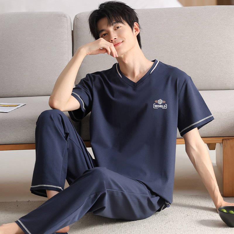 夏季新款睡衣男凉感莫代尔短袖可外穿套装棉大码青少年家居服长裤