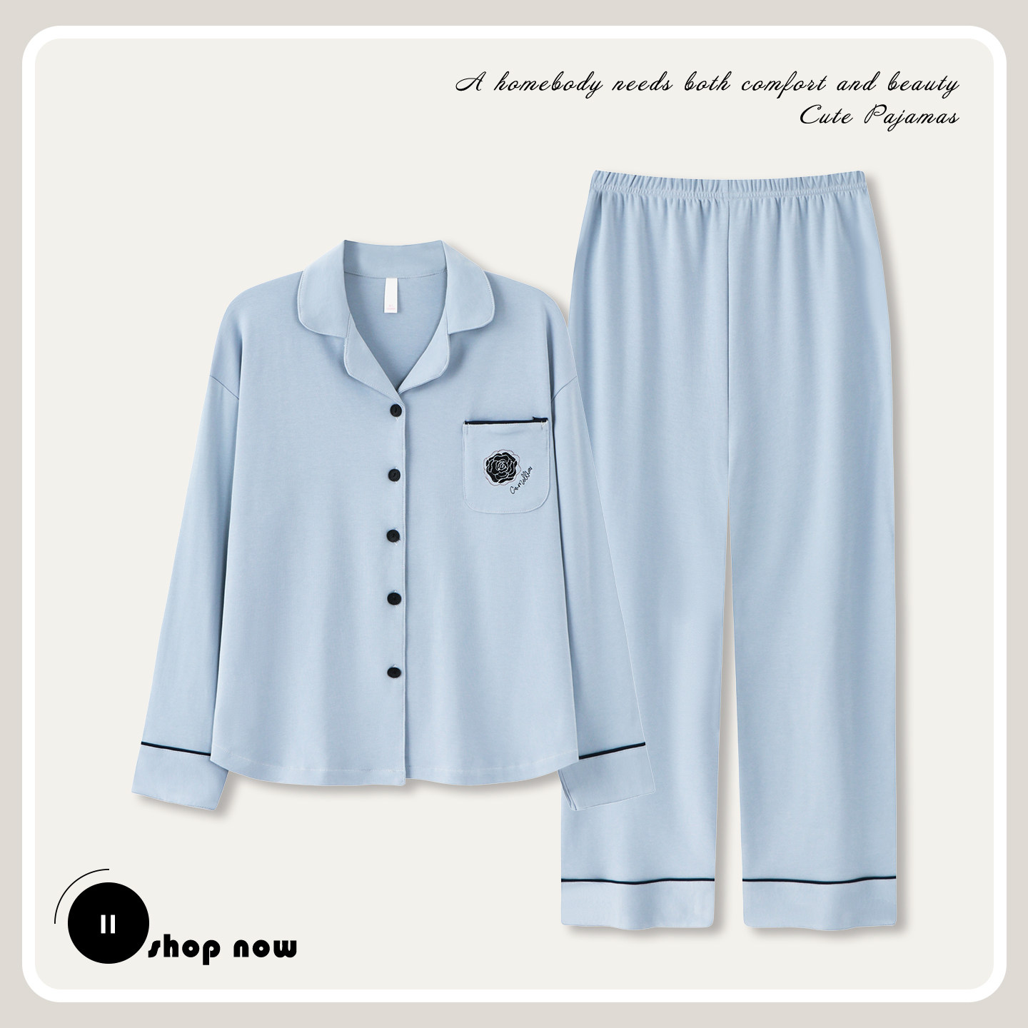 纯棉可外穿长袖家居服两件套
