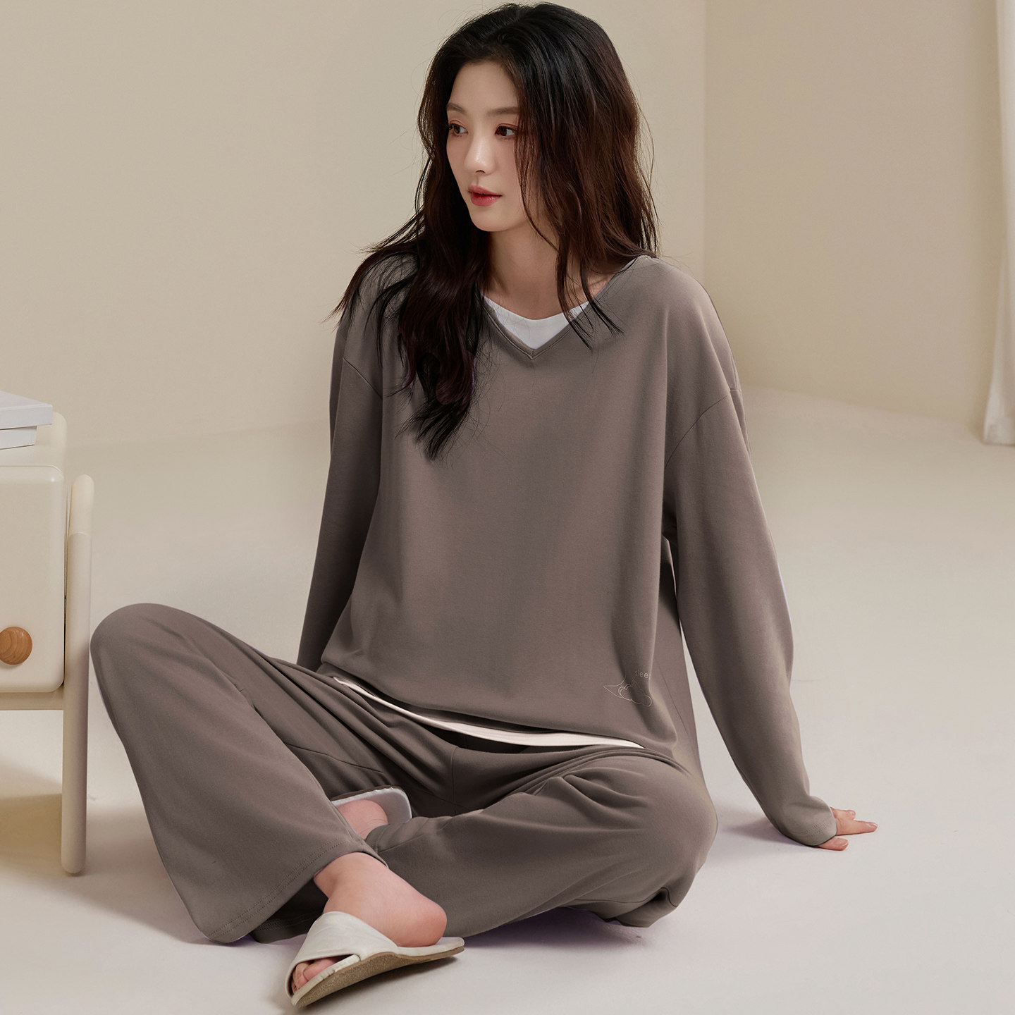青少年女纯棉棉绸春秋睡衣套装