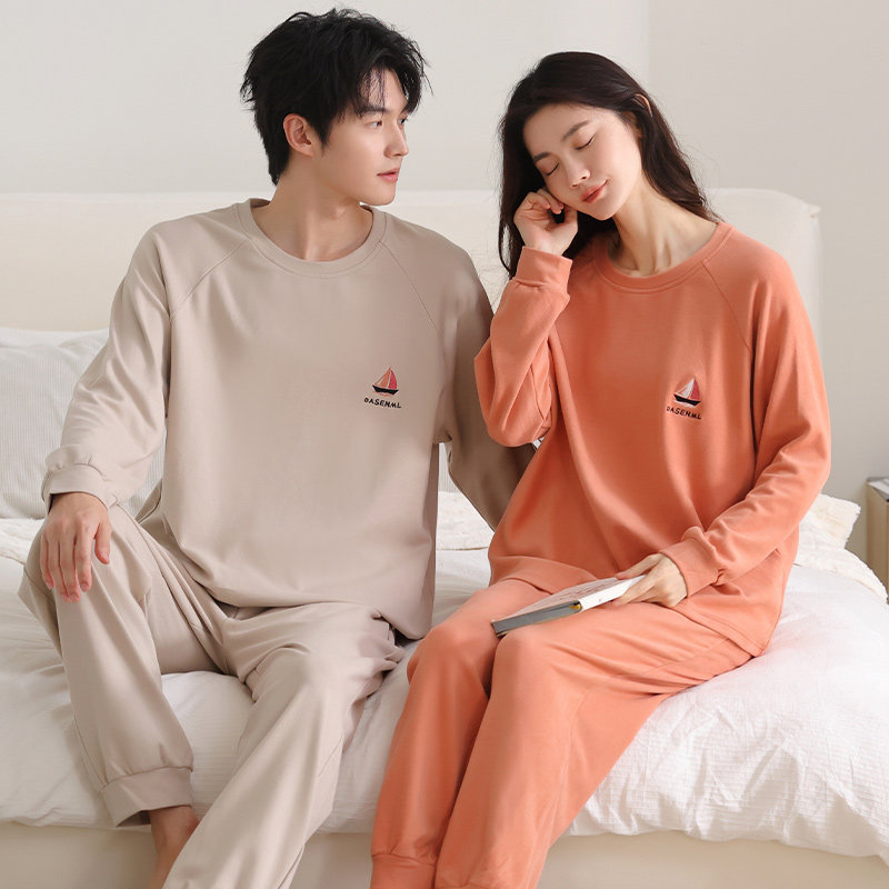 秋冬珊瑚绒套头长袖睡衣女加厚保暖情侣家居服男士可外穿德绒圆领