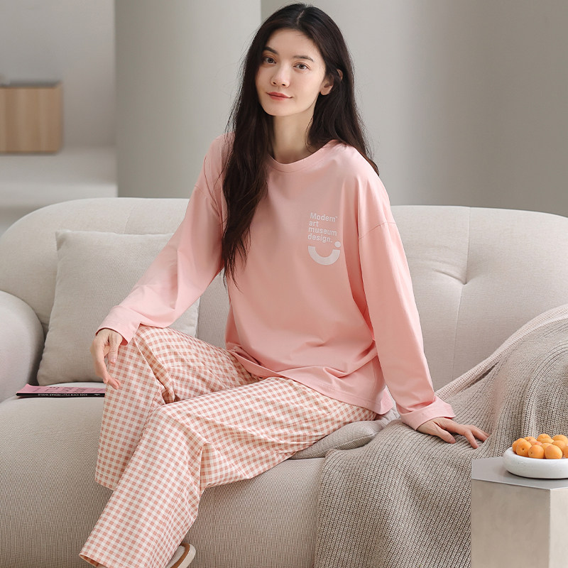 纯棉女可外穿卡通家居服套装