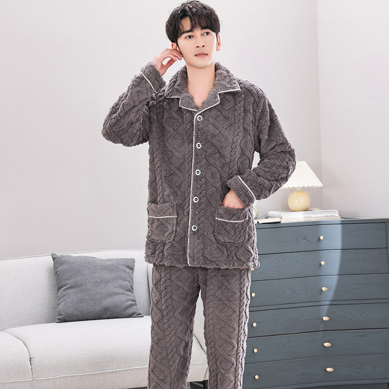 冬季男士长毛绒家居服套装