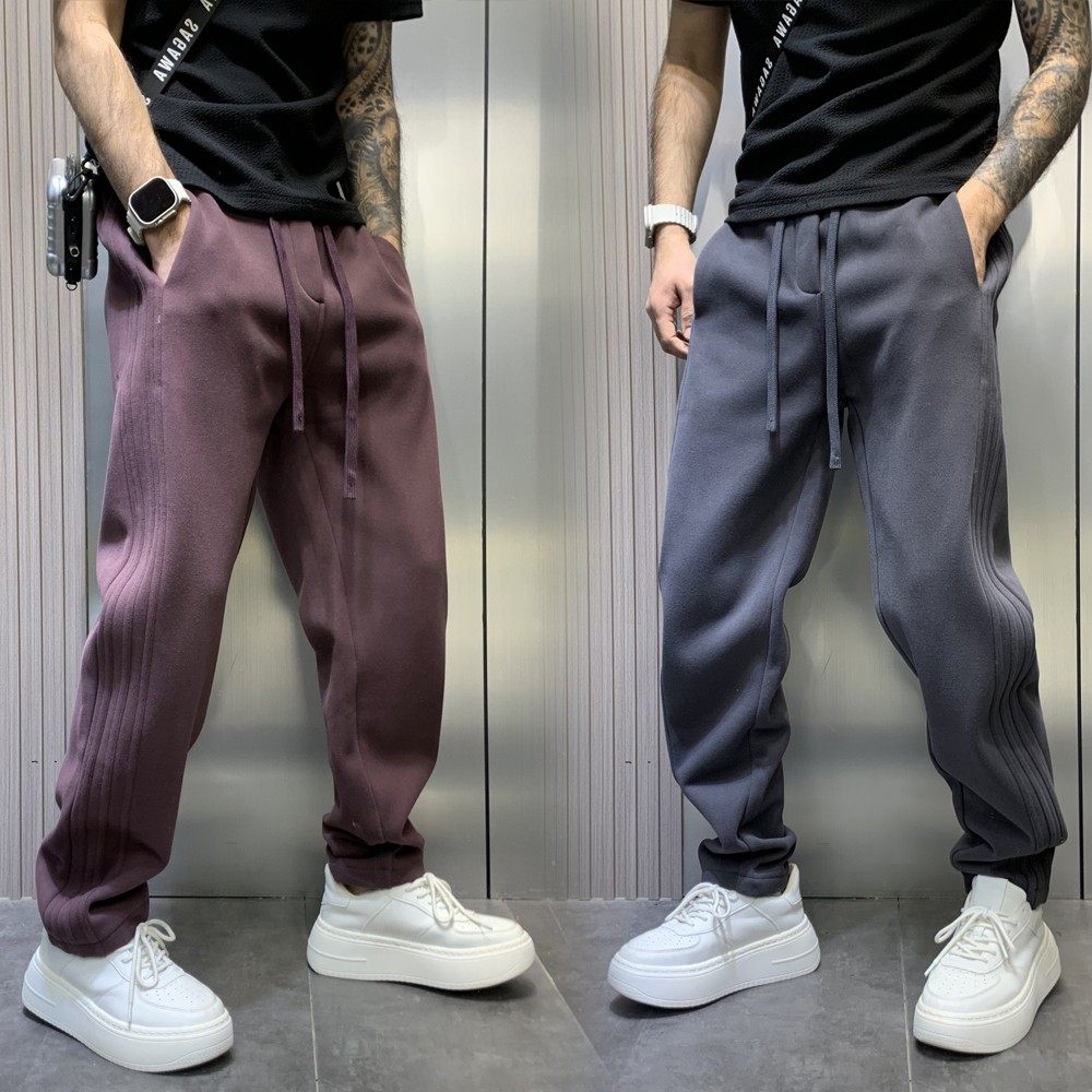 秋冬加绒新款裤子男款运动卫裤男士潮牌宽松直筒纯色休闲哈伦裤男,男装,休闲裤,淘宝优惠券,粉丝福利购,淘宝优惠卷