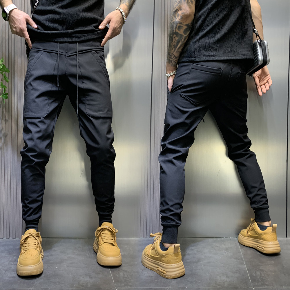 男士裤子春夏小脚哈伦裤2023纯色薄款黑色裤子男哈伦束脚休闲裤潮,男装,休闲裤,淘宝优惠券,粉丝福利购,淘宝优惠卷