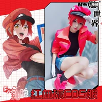 Tế bào làm việc COS quần áo hồng cầu hồng máu cosplay phù hợp với đồng phục mũ ủng đạo cụ đầy đủ tại chỗ - Cosplay đồ cosplay hầu gái