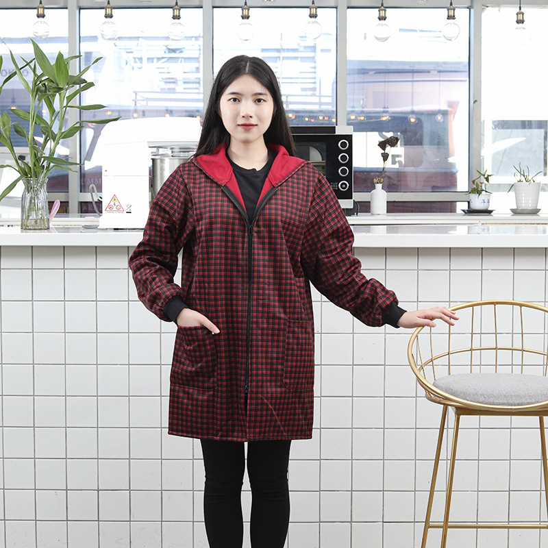 加绒加厚防水防污厨房围裙女