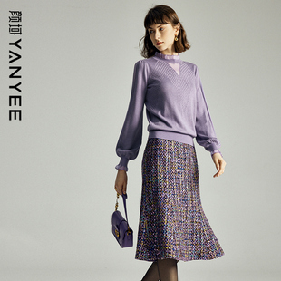 女士套服针织衫 颜域复古小香风时尚 冬季 2025新款 半身裙两件套 套装