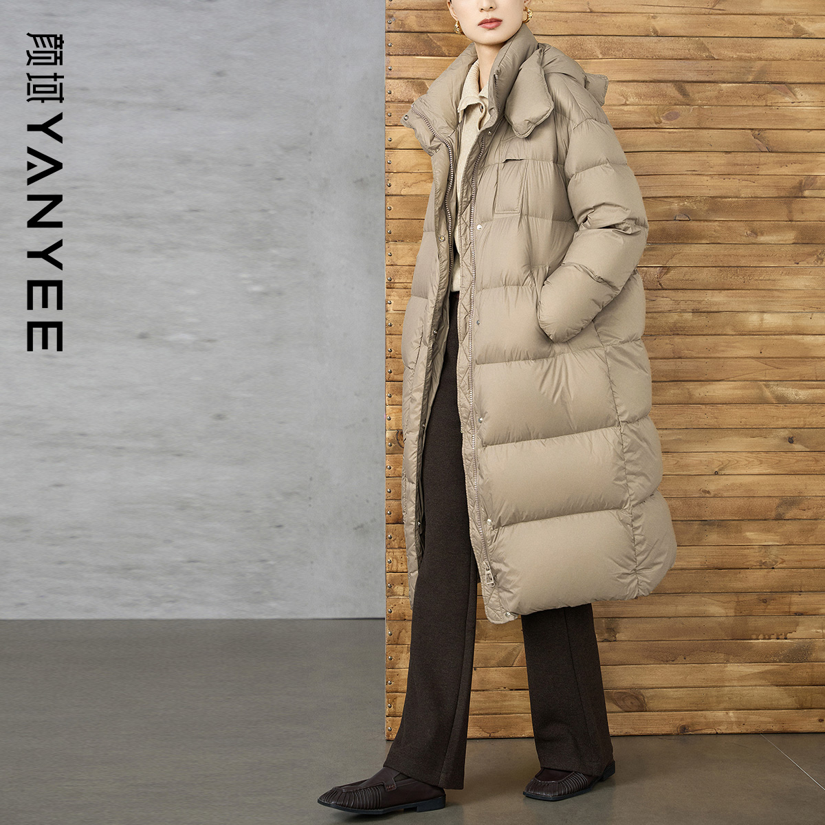 通勤加厚保暖立领连帽外套