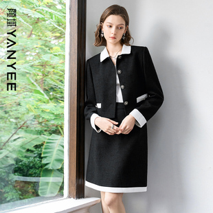 颜域撞色翻领小香风外套女士2026早春新款高级感气质通勤百搭夹克