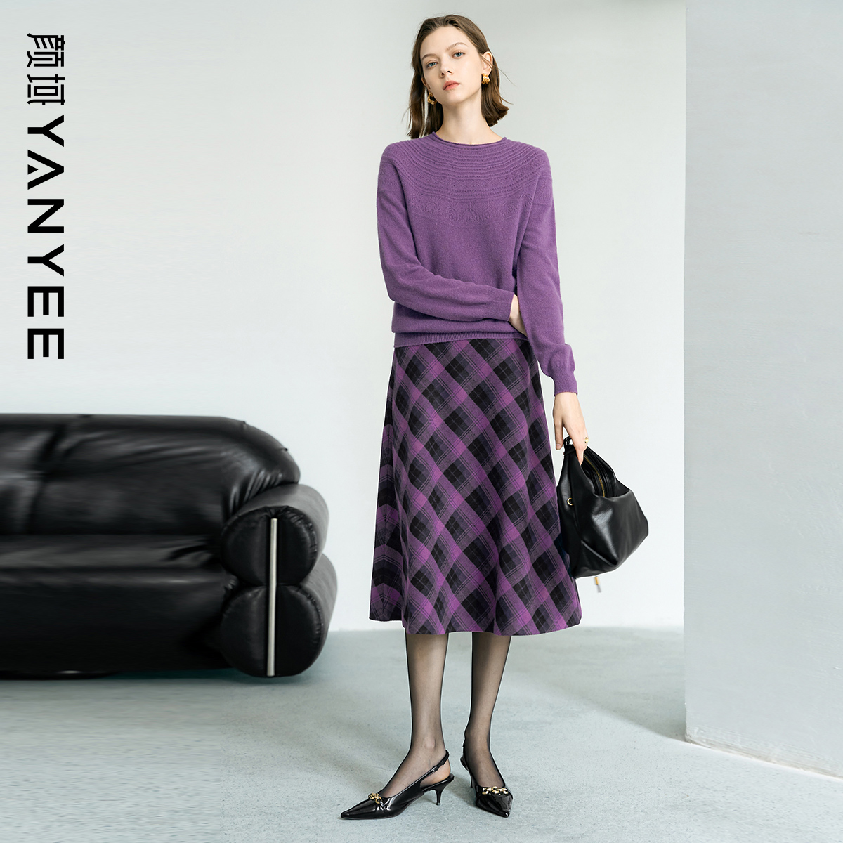 中长款过膝加厚A字裙子