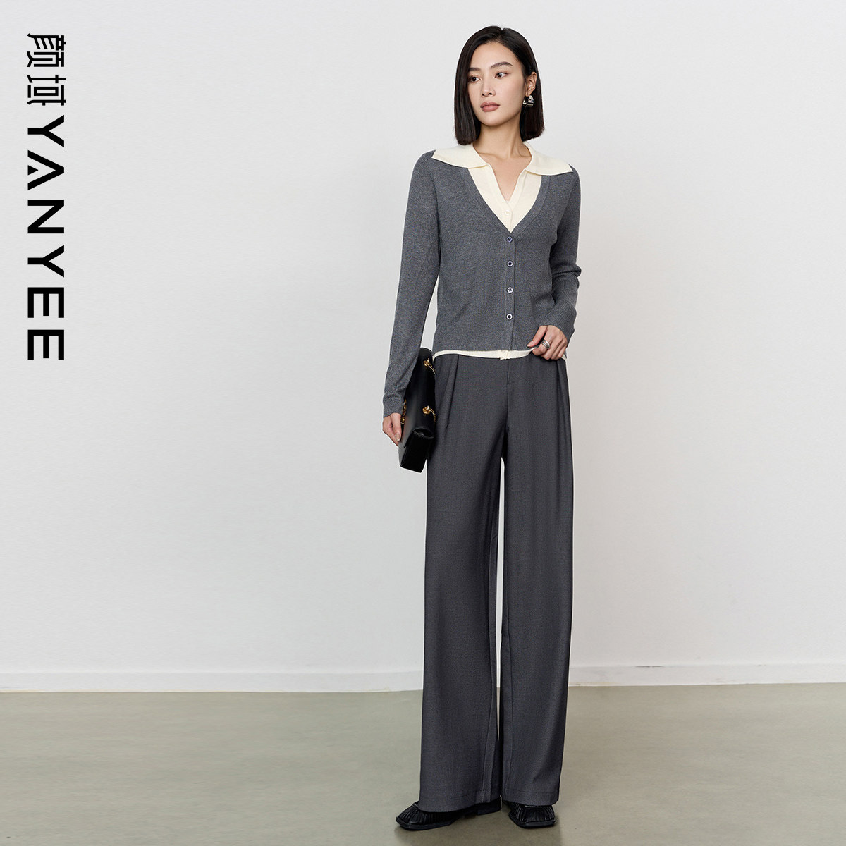 颜域红色坠感阔腿裤女冬装2025新款通勤百搭宽松长款休闲裤子女士 - 颜域VIP折扣店出品