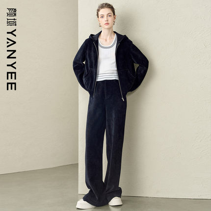 颜域黑色直筒裤女2025冬季新款通勤显高垂感长裤子女式百搭保暖裤