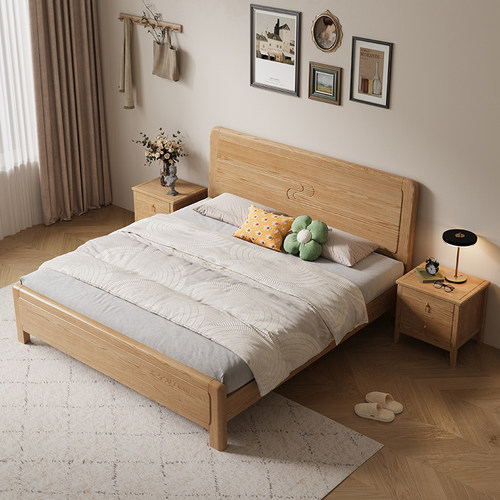 进口白蜡木原木风双人全实木床