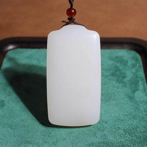 玉禧珠宝精品和田玉老俄料油糯细腻白玉平安无事牌子吊坠温润A1