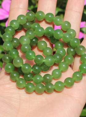 方言和田玉俄料油润果绿碧玉手串