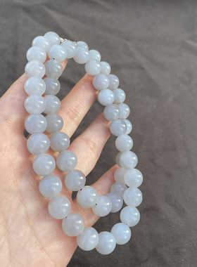 嗨翻天方言和田玉精品级青海烟紫色温润细腻圆珠9mm项链妈妈链A2