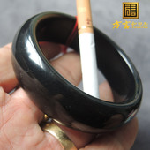 方言和田玉难得一见未留皮珍稀黑色名品玉美人髻墨玉58籽料手镯F
